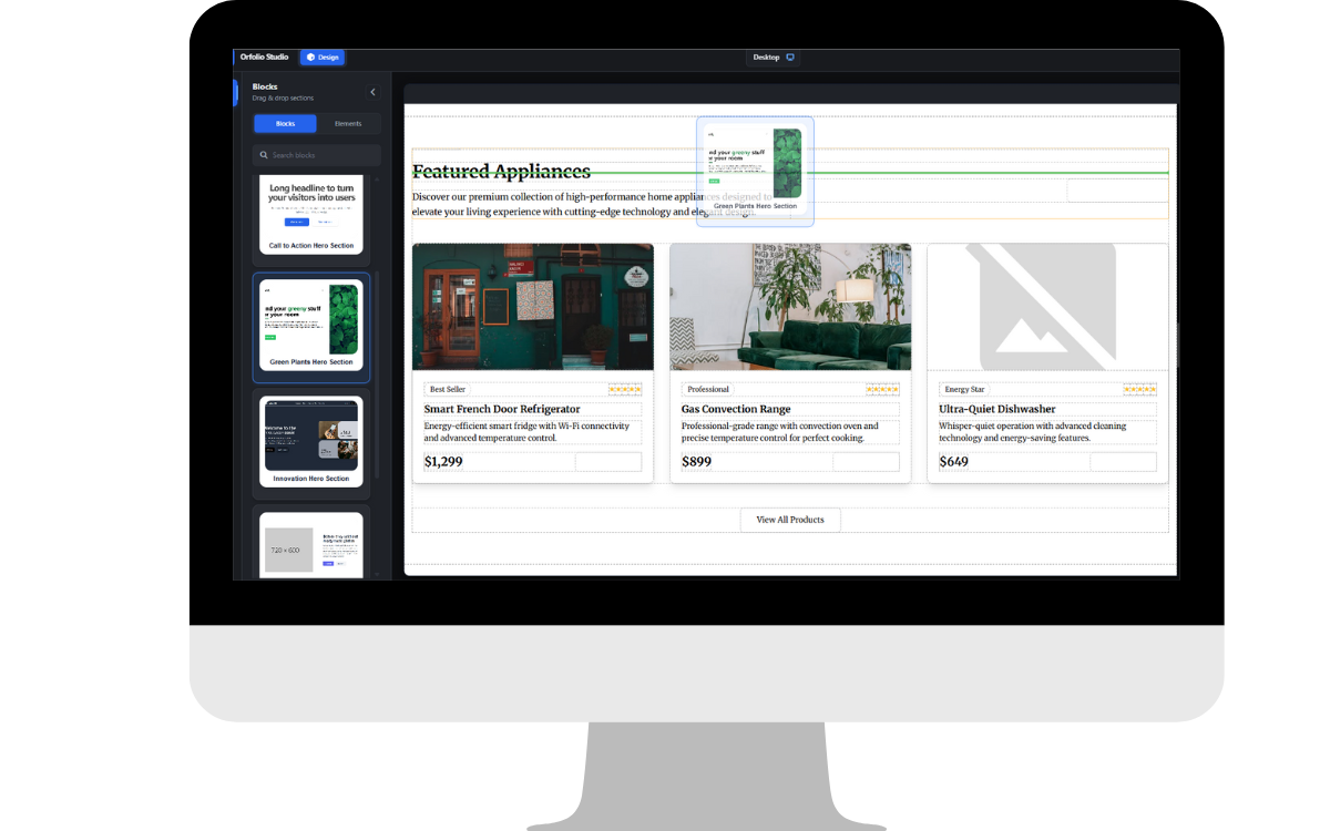 Orfolio Drag and Drop Website Builder